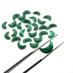 Load image into Gallery viewer, Carved Malachite Moon Beads: Faceted Green Gemstone Charms (12mm)