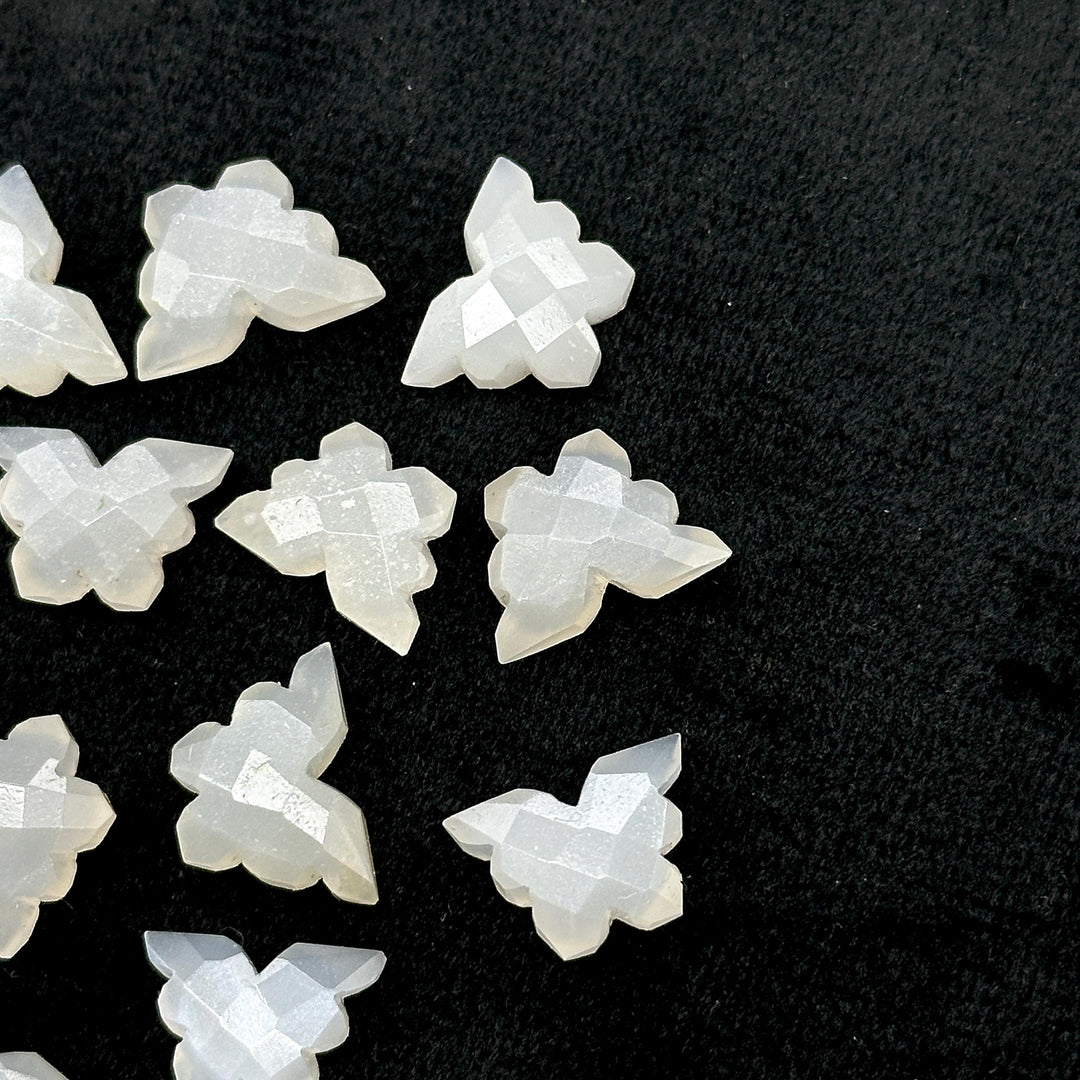 Natural White Moonstone Butterfly Shape Carving Beads, Faceted Butterfly Gemstone, Animal Carving Beads For Jewelry, Charm Beads 14x10MM