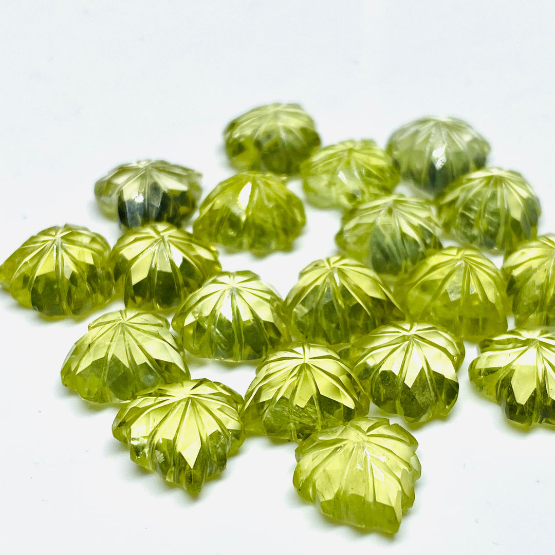 2,3,4,5 Pcs Natural Lemon Quartz Carved Heart Shape Gemstone, Heart Leaf Shape Carving Charms For Jewelry Making, Loose Gemstone Beads 10 mm