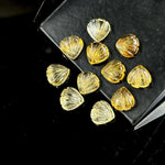 Load image into Gallery viewer, AAA+ Quality Natural Citrine Shell Shape Beads, 8 MM Hand Carved Citrine Seashell, Tiny Carved Beads, Shell Charms, Jewelry and Craft Making