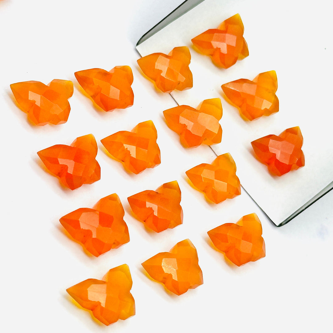 Natural Carnelian Butterfly Shape Carving Beads, Faceted Butterfly Gemstone, Carnelian Animal Carving Beads For Jewelry, Charm Beads 14MM