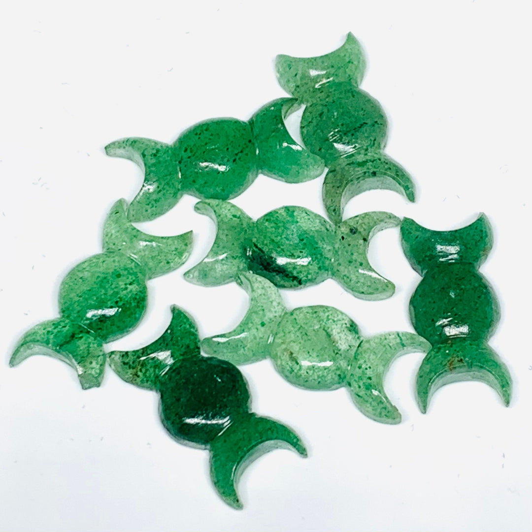 Natural Green Strawberry Hand Carved Triple Moon Shape Bead, Strawberry Triple Moon Shape Carving Loose Gemstone Beads for Jewlery, 22X10 MM