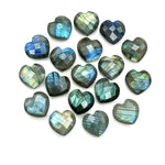 Load image into Gallery viewer, Labradorite Heart Briolette: Faceted Gemstone Charm, 12mm