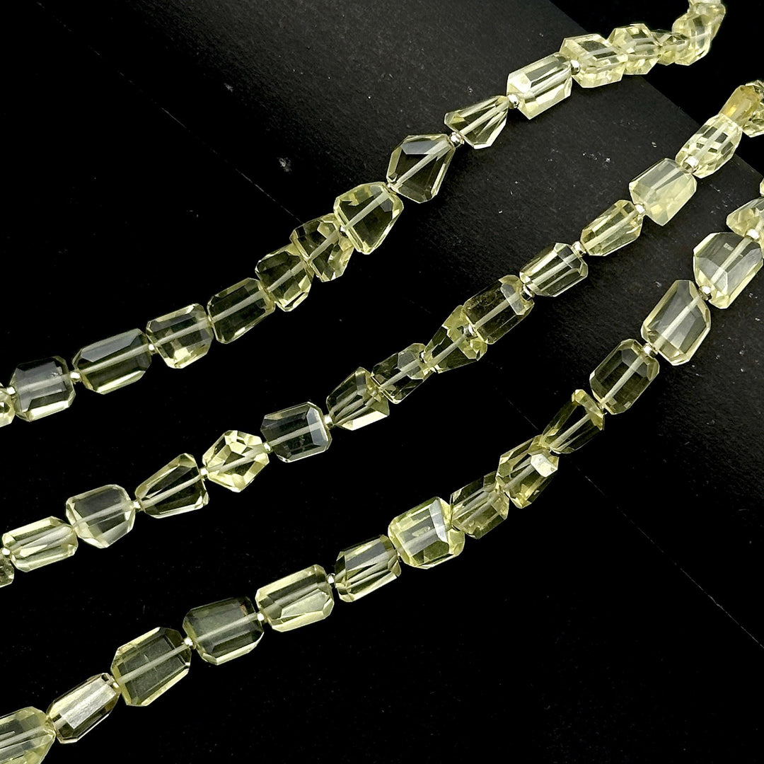 Natural Lemon Quartz Faceted Tumble Shape Gemstone Beads, Lemon Quartz Nuggets Shape Beads, 8" Fancy Wholesale Jewelry Beads, 6X8-7X9 MM