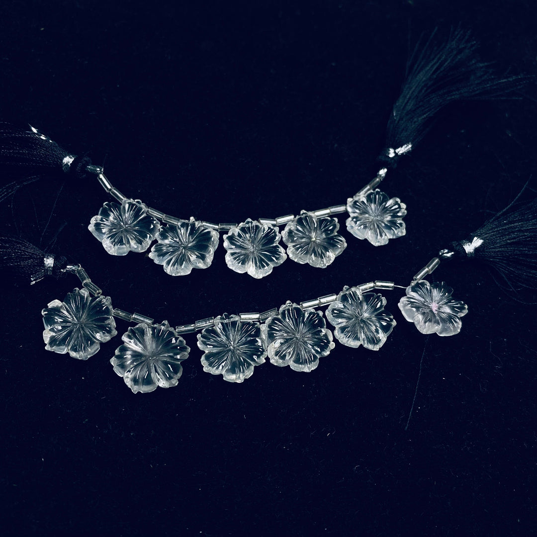 1,2,3,4,5 pcs AAA Quality 100% Natural Crystal Quartz  Flower Shape Carved Gemstone, Flower Shape Carving, Carved Gemstone For Jewellery17mm