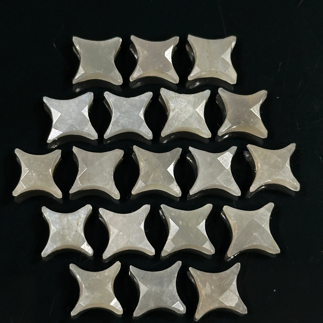 Natural Grey Moonstone Ninja Star Shape Carving Beads, Fancy Star Shape Gemstone Beads, 11X15 MM Jewelry Making Star Shape Briolettes Beads