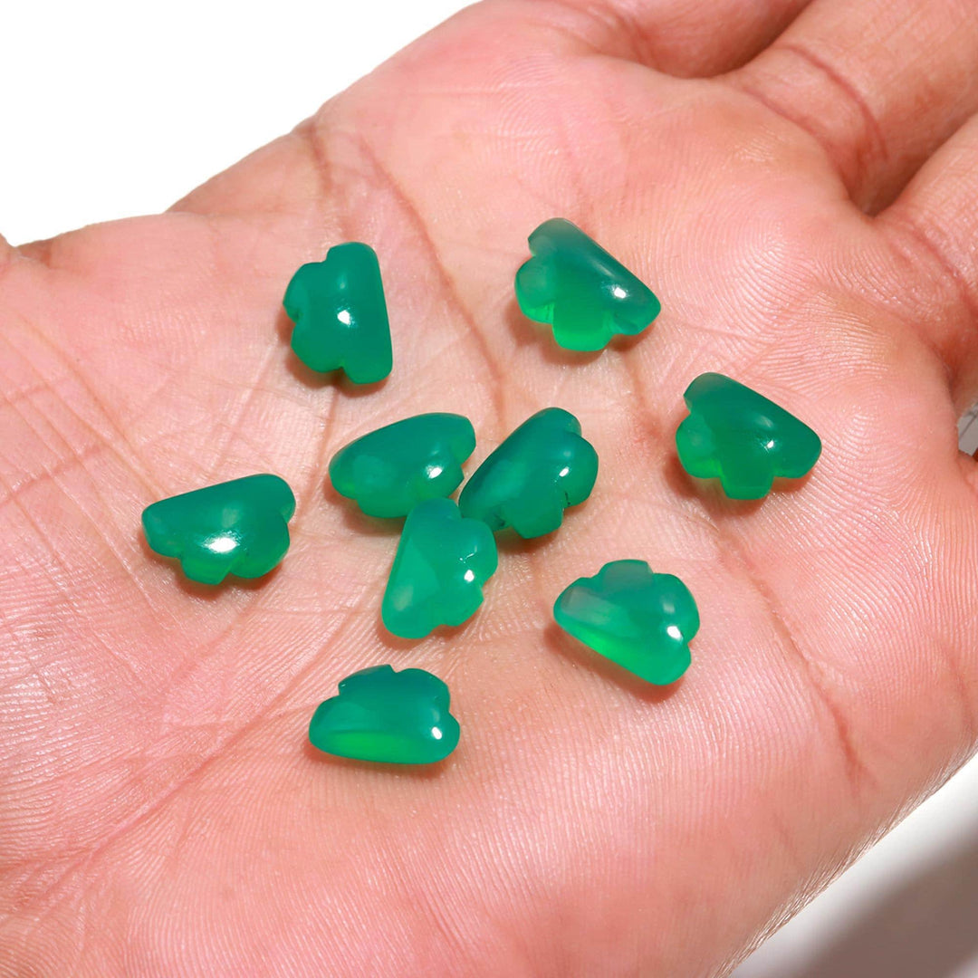 Natural Green Onyx Clouds Shape Stones, AAA Green Onyx Smooth Cloud Shape Beads, Carved Gemstone Charms, 12 MM, Loose Carved Briolettes