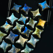 Flashy Labradorite Ninja Star Shape Carving Beads, Fancy Star Shape Gemstone Beads, 11X15 MM Jewelry Making Star Shape Briolettes Beads