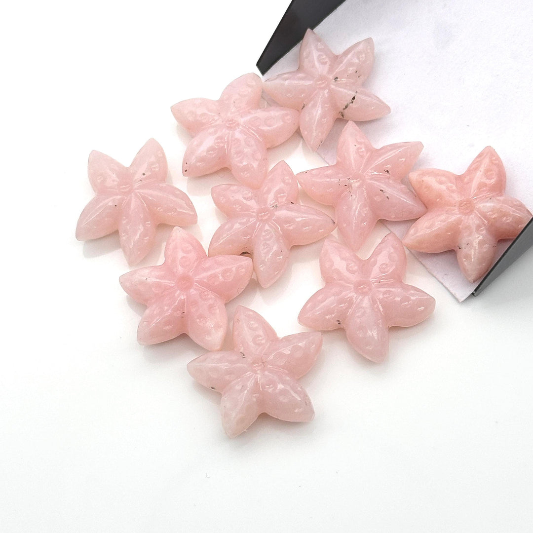 AAA Pink Opal Star Fish Shape Beads, Carved Pink Opal Star Fish Shape Gemstones, Star Fish Carvings, Rare Findings, 20 MM, Marine Sea Fishes