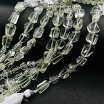 Load image into Gallery viewer, Natural Green Amethyst Faceted Tumble Gemstone Beads ~ 6X8-7X9 MM Green Amethyst Nuggets Shape Beads ~ 8" Strand Fancy Beads ~ Rare Findings