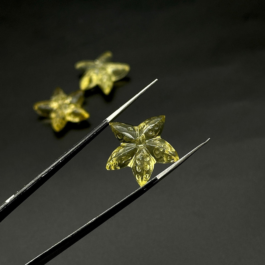 Lemon Quartz Star Fish Shape Gemstone, Natural Lemon Quartz Fish Shape Carved Beads, Star Fish Carvings, Handmade Carvings 20 MM