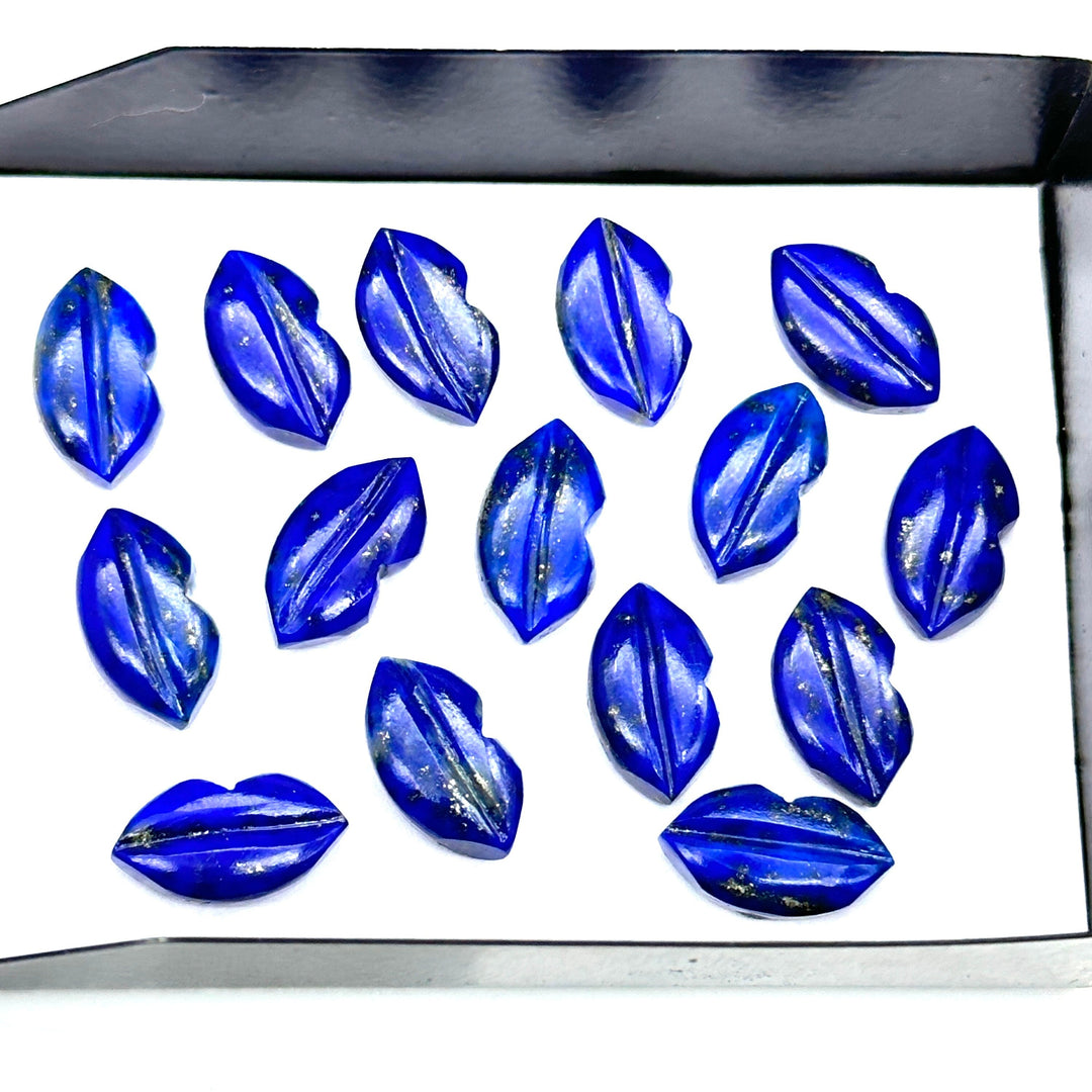 Natural Lapis Lazuli Lips Shape Beads, Hand Carved Lips Shape Gemstone Beads, Lips Shape Fancy Charms, 14X8 MM, Blue Lips Briolettes Beads