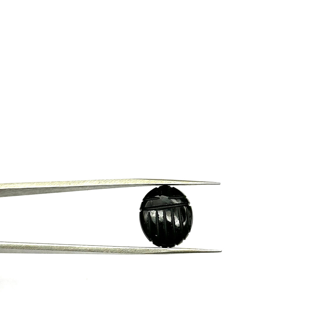 Natural Black Onyx Scarab Shape Gemstone Beads, Black Onyx Beetle Face Carving Beads, Animal Carvings Gemstone Charm Beads, 10X12 MM