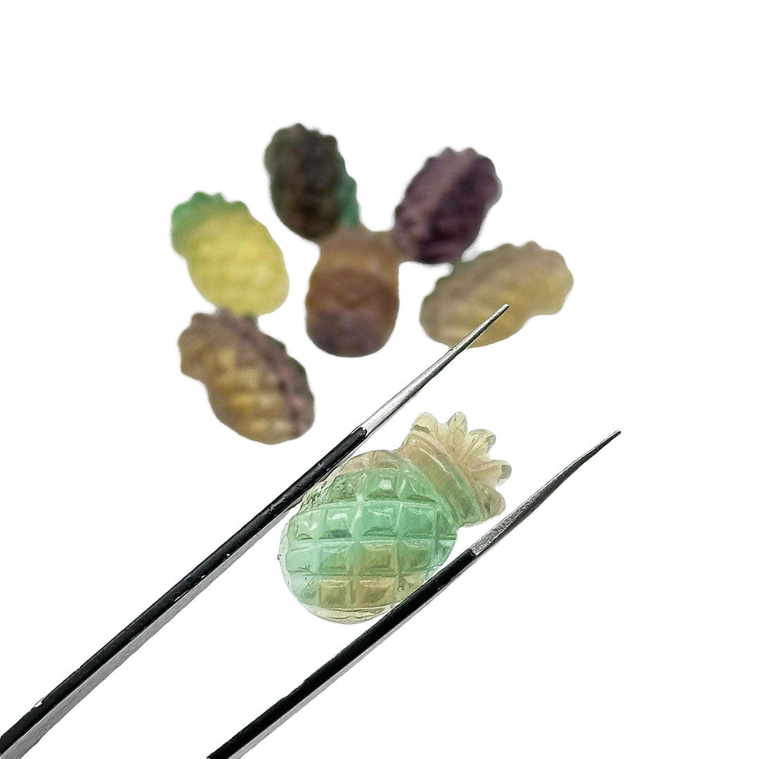 Juicy Fluorite Pineapple Shape Gemstone, Carved Fluorite Pineapple Shape Stone, Ananas Carving Beads, Fruit Shape Hand Made Stones, 24 MM