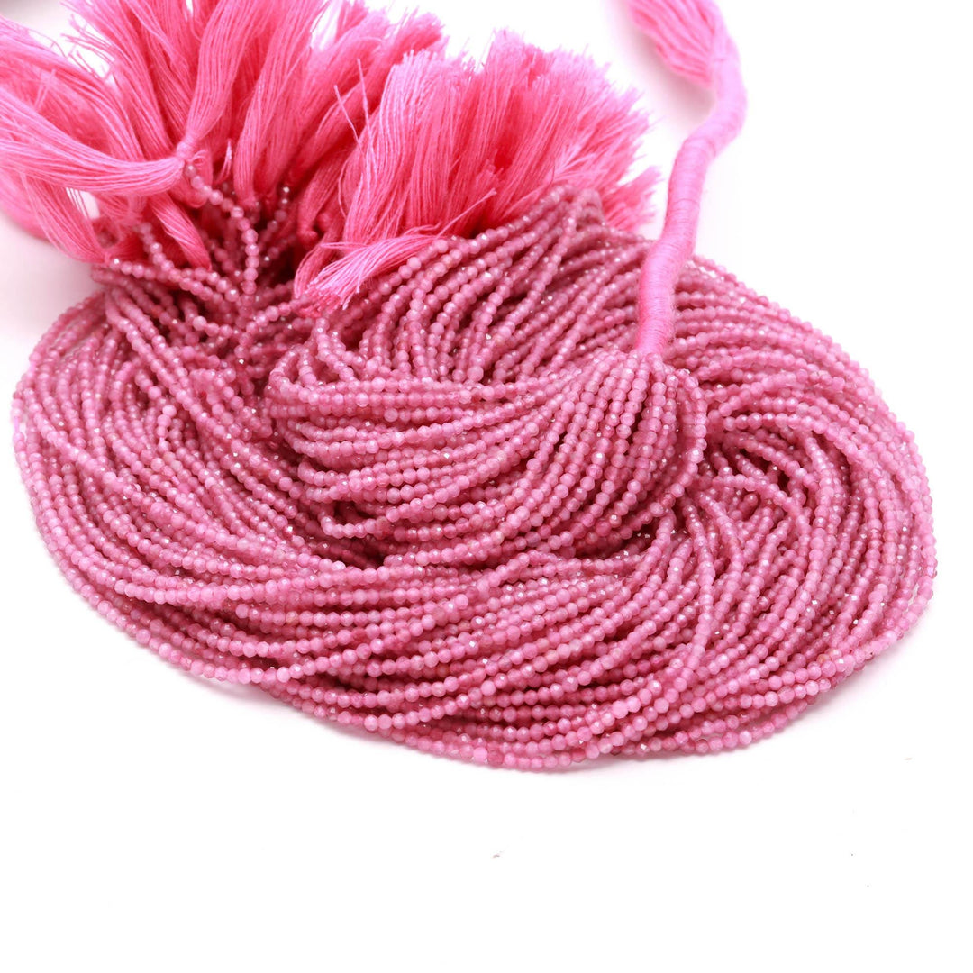 Pink Tourmaline Faceted Round Beads, Natural Pink Tourmaline Micro Faceted Beads, 2 MM Tourmaline Beads for Jewelry, 13 Inches