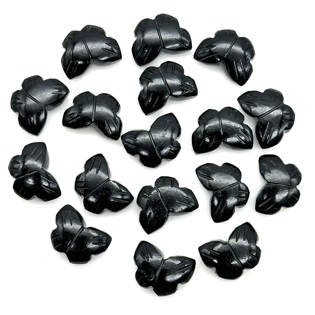 Natural Black Onyx Butterfly Shape Beads, AAA Black Onyx Hand Carved Butterfly Briolettes, Gemstone Carvings, 13 MM Mini Butterfly Charms