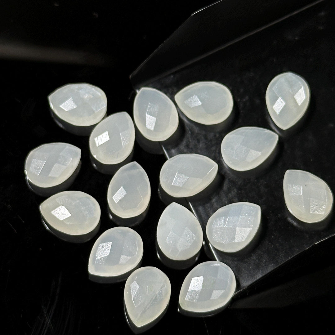 Natural White Moonstone Faceted Pear Shape Beads, 9X12 MM AAA+ Quality Moonstone Briolette's Beads, Matched Pairs, Jewelry Making Beads