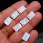 Load image into Gallery viewer, AAA+ Rainbow Moonstone Rectangle Shape Gemstone, Moonstone Faceted Baguette Stone, Fancy Cut Gemstone Beads, Jewelry Making, 10X12 MM
