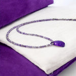 Load image into Gallery viewer, Natural Amethyst Beaded Necklace, Hand Carved Moon Charm Necklace, Cresent Moon Healing Power Necklace, Gift for Her, February Birthstone