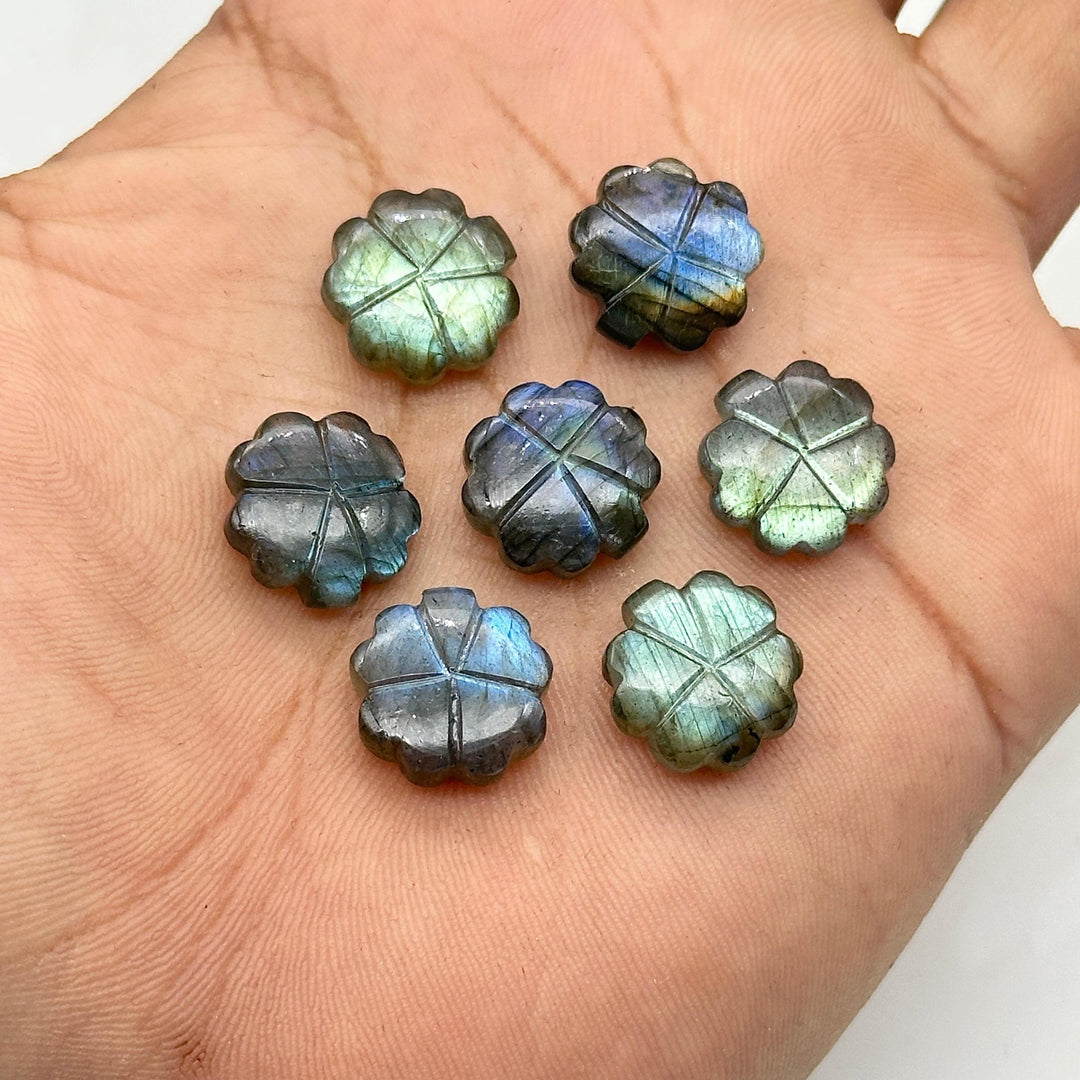 Carved Labradorite Flower Shape Beads, Natural Labradorite Flower Carving Stone, Wholesale Jewelry & Craft Charms, 14 MM Healing Labradorite