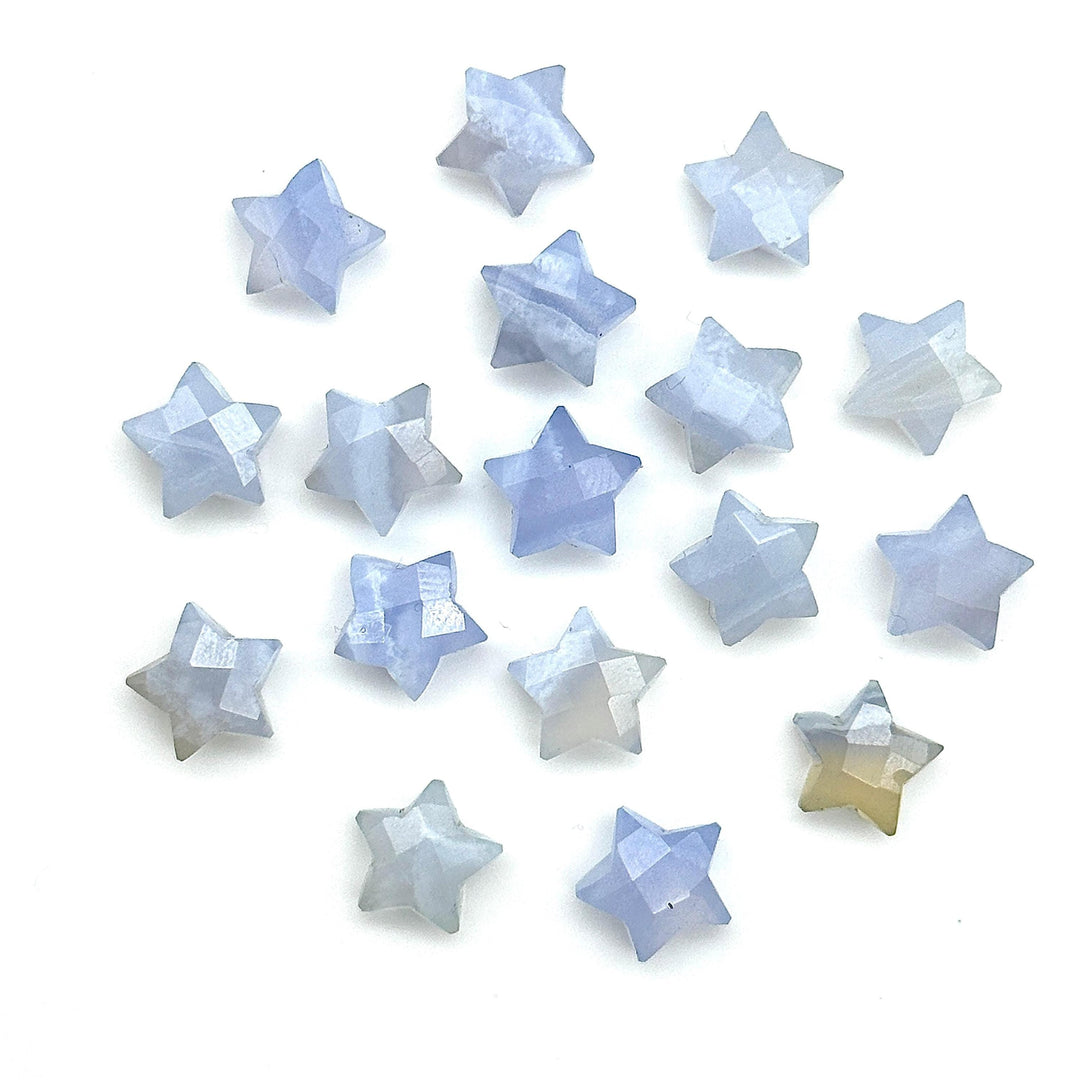 Natural Blue Lace Agate Faceted Star Shape Briolette, Hand Carved Star Shape Gemstone Charms For Jewlery, Lace Agate Star Beads, 10 MM