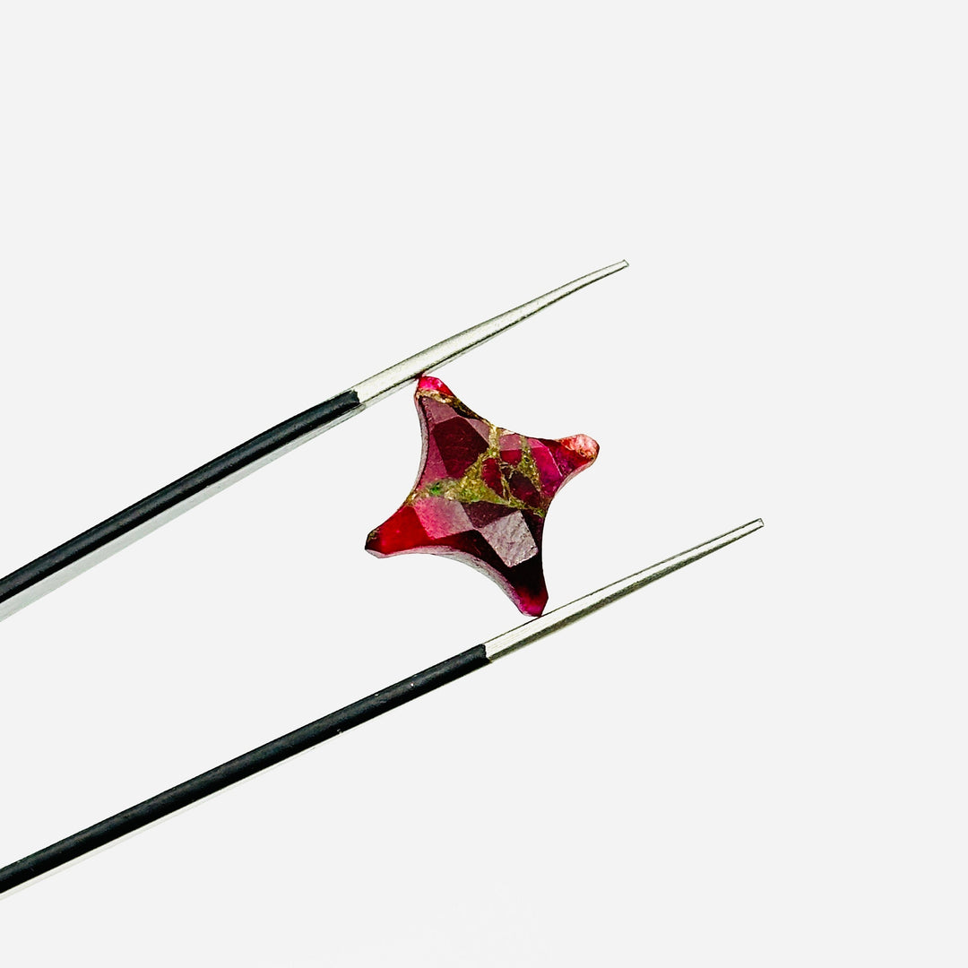 Hot Pink Mohave Turquoise Ninja Star Shape Beads, Carving Beads, Copper Hot Pink Turquoise Gemstones, 11X15 MM Jewelry Making Charms Beads
