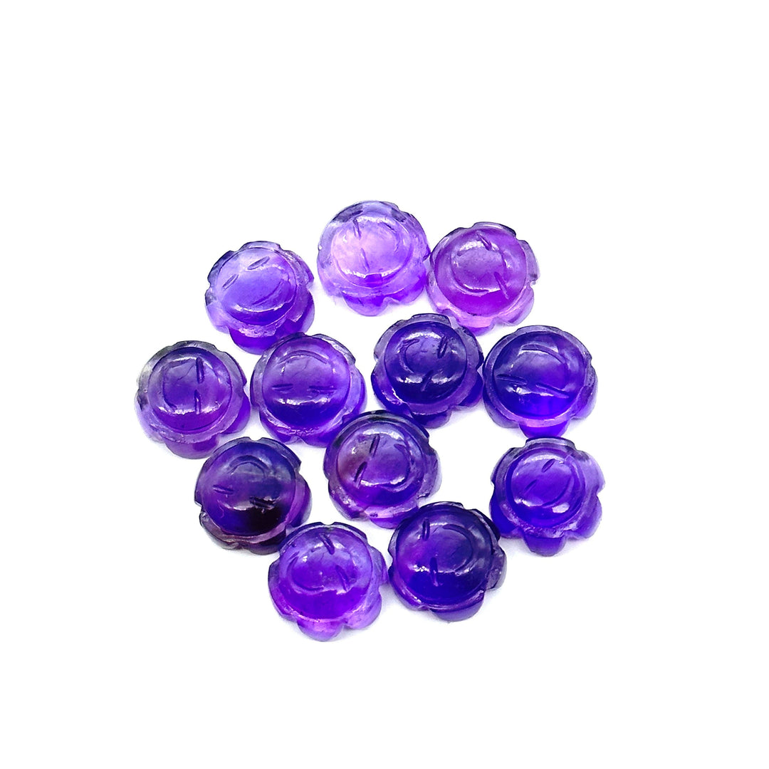 2,3,4,5 pcs 100% Natural purple amethyst Fancy Shape Carved Gemstone, Loose Gemstone, sunflower Shape Gemstone, Carved Gemstone 12 mm