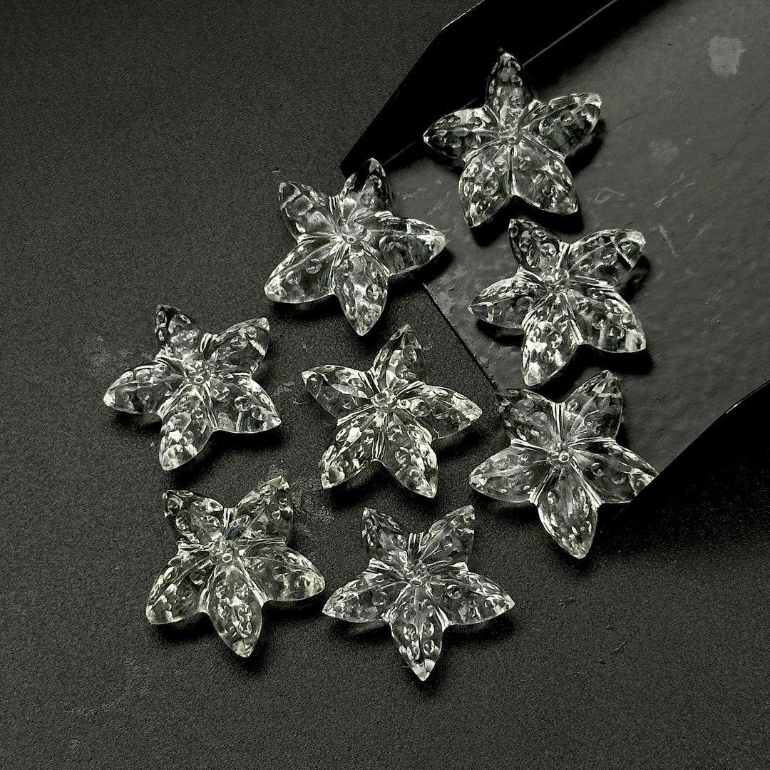 AAA Clear Crystal Quartz Star Fish Shape Beads, Natural Crystal-Clear Fish Shape Carved Gemstones, Star Fish Carvings, Rare Findings, 20 MM