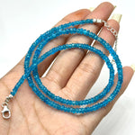 Load image into Gallery viewer, Natural Neon Apatite Beaded Necklace, Faceted Apatite Gemstone Necklace, Silver Jewelry, Handmade Yoga &amp; Meditation Necklace, Gift for Wife