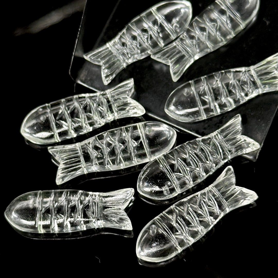 Natural Crystal Quartz Fish Carving Beads, Clear Quartz Carved Fish Gemstone, Jewelry Making Gemstone, 10X30MM