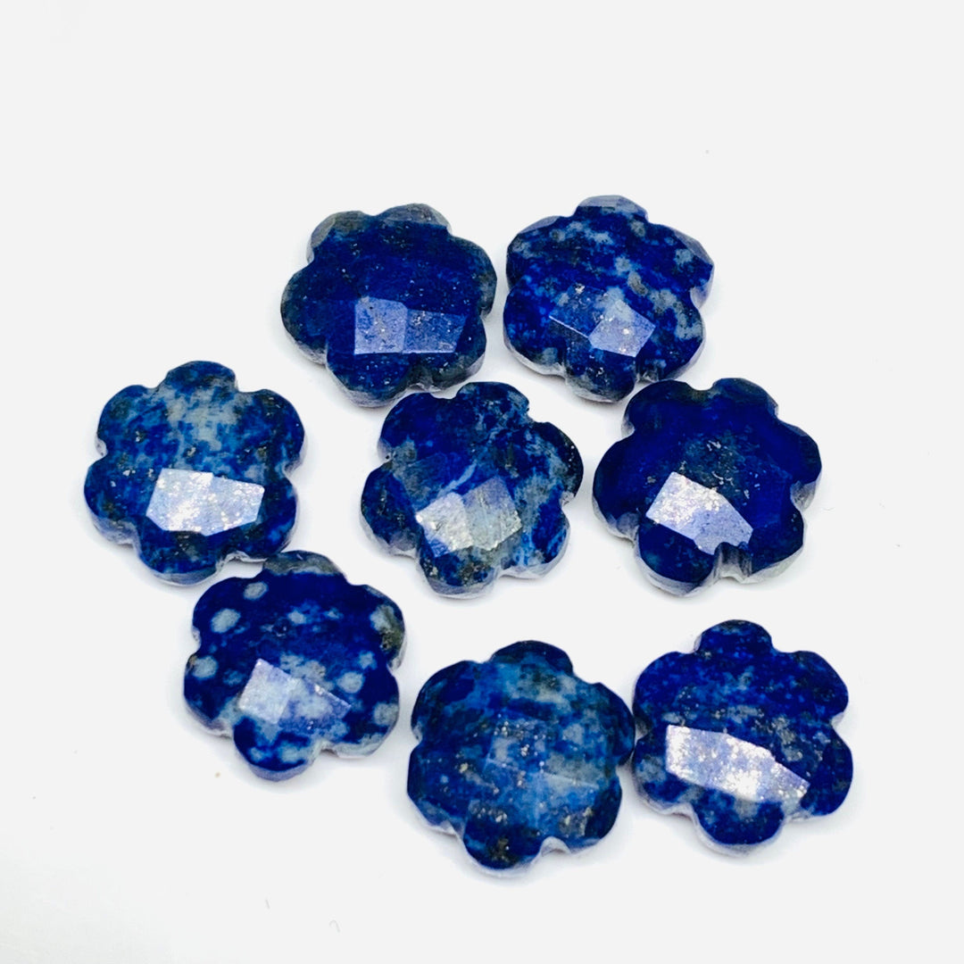 2,3,4,5 Pcs Natural Lapis Lazuli Hand Carved Flower Shape, Carved Flower Shape Gemstone For Jewellery, Flower Shape Gemstone, 10 mm