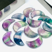 2,3,4,5 Pcs Natural Fluoride Hand Carved faceted Moon Shape Briolettes, Carved Moon Shape Gemstone For Jewellery, Moon Shape Briolettes 17mm