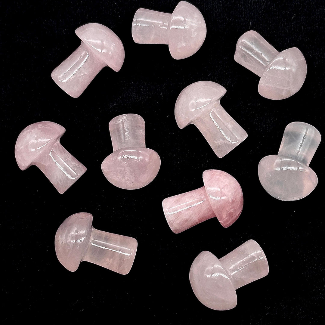1 pc Mushroom Shape Gemstones, Natural Rose Quartz Mushroom Shape Stone, 22 MM Mushroom Carving Stones, Mushroom Crystal, Healing Crystals