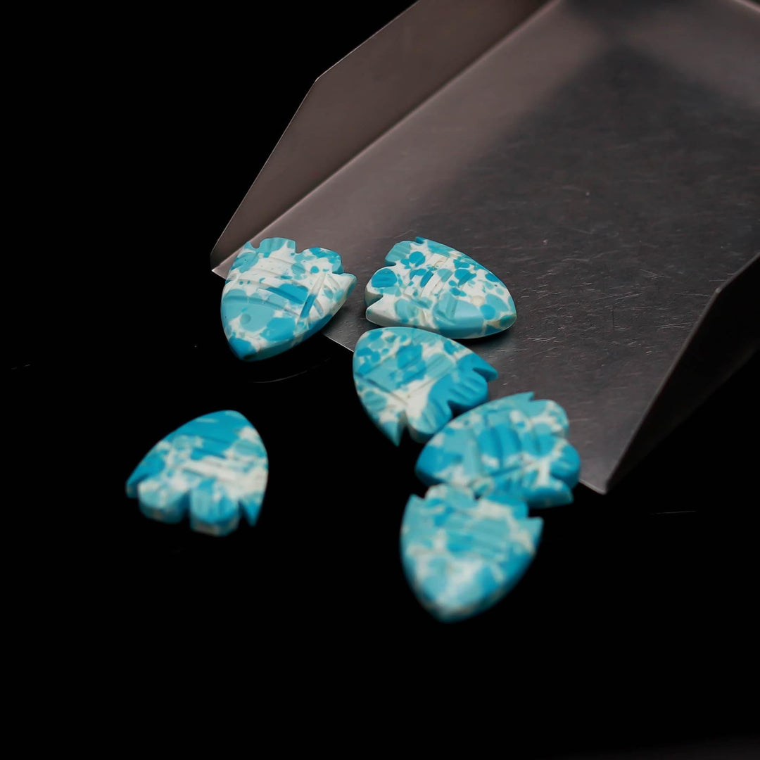 Blue Mohave Turquoise Fish Shape Beads ~ Carved Mohave Turquoise Fish Gemstone Charms ~ Jewelry Making Loose Beads, 15X18 MM