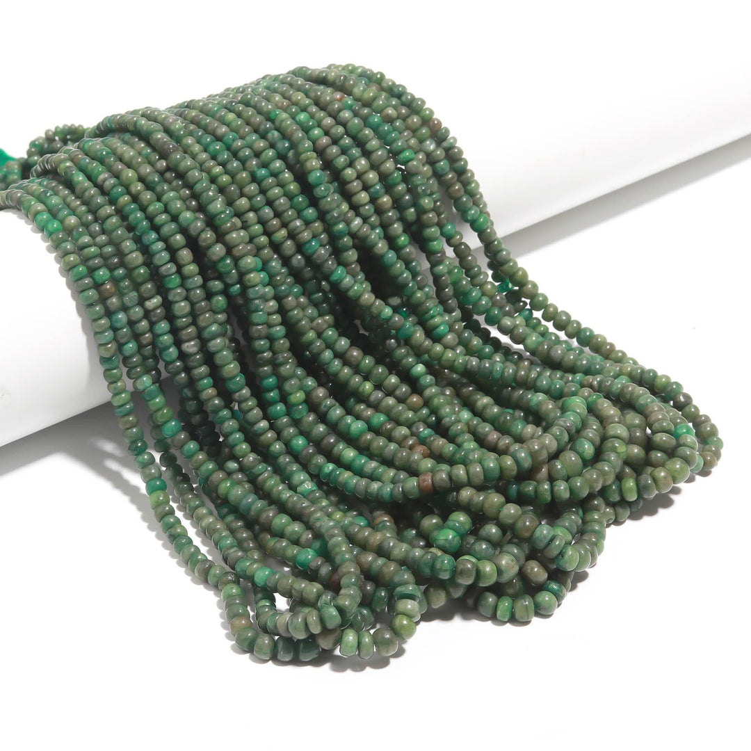 Beryl Emerald Rondelle Beads, AAA Beryl Emerald Smooth Beads for Jewelry Making, Dyed Emerald Beads, Plain Beads, 3-4 MM