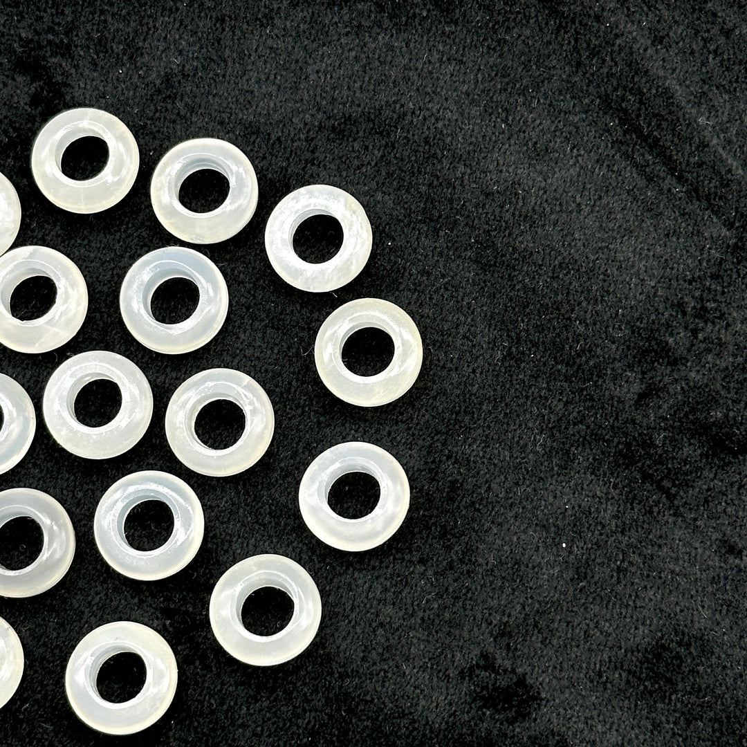 Natural White Moonstone Donut Shape Gemstones, Moonstone Donut Carving, Healing Gemstone Beads, 12 mm Moonstone Smooth Donut Beads
