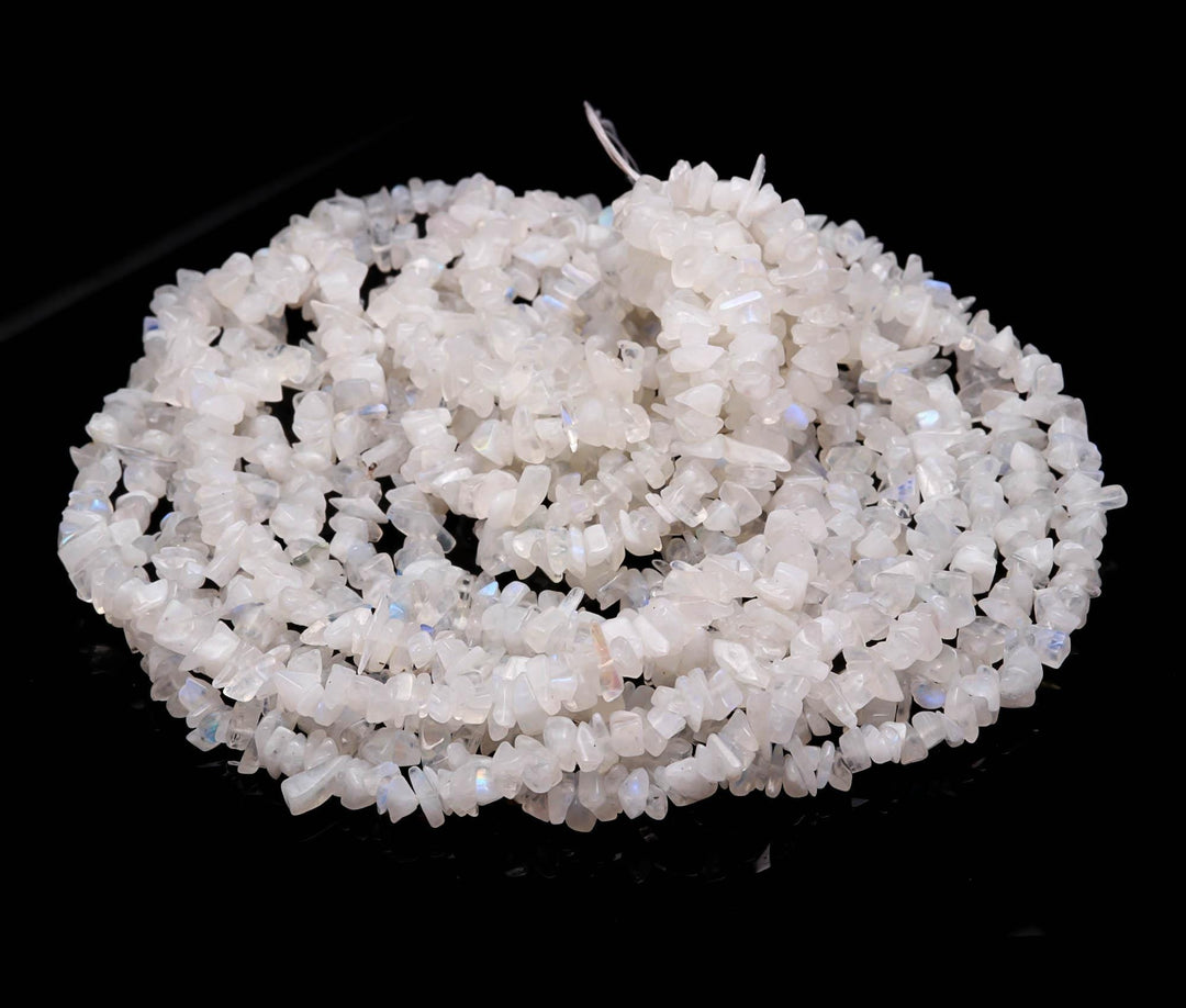 AAA Rainbow Moonstone Uncut Beads Strand, AAA Moonstone Chips Beads for Jewelry Making, 16" Inch Uncut Chip Beads, Freeform Uncuts
