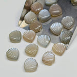 Load image into Gallery viewer, Natural Grey Moonstone Sea Shell Shape Beads, Hand Carved Shell Briolette's, Shell Carving Gemstones For Jewelry 12 mm, Shell Charms Beads