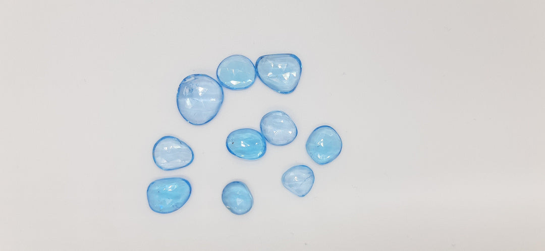 5,10 pcs AAA+ Quality Sky Blue Topaz freeform Rosecut, faceted rosecut, gemstone for jewellery, jewellery making rosecut 7X8 12X11 mm