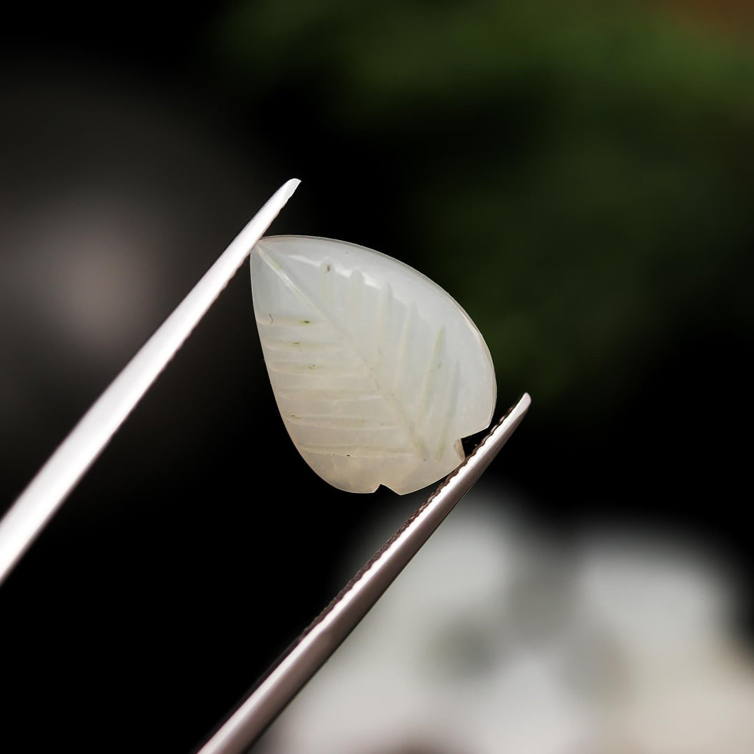 White Moonstone Leaf Shape Carving Beads, Natural White Moonstone Hand Carved Leaf Shape Beads, 17 MM Loose Leaf Charms for Jewelry Making