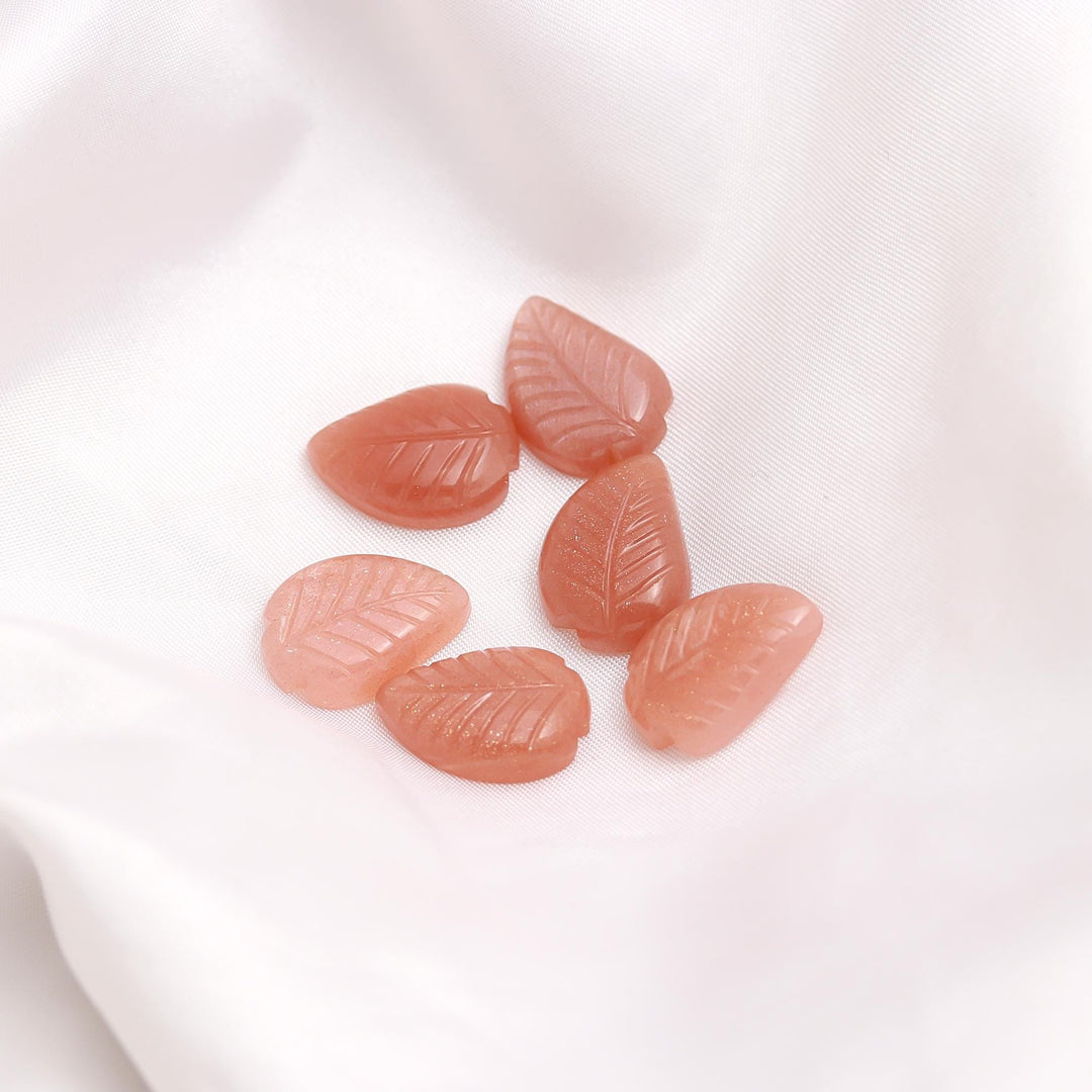 Natural Peach Moonstone Leaf Shape Beads, AAA Moonstone Hand Carved Leaf Shape Gemstone Briolettes, Leaves Beads, 17 MM Loose Leaf Charms