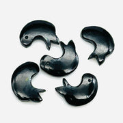 Natural Black Onyx Dolphin Carving, Hand Carved Dolphin Shape Gemstone, 15 MM, Energy Fish Charm, Healing Crystal, Carved Beads