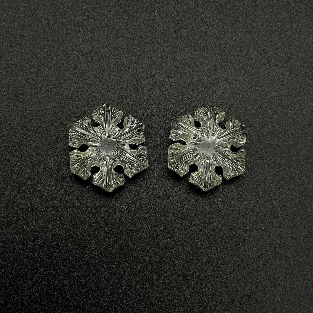 1 pc Natural Crystal Quartz Snowflake Shape Gemstone, 18 MM Handmade Snowflake Carvings, Hand Carved Gemstone For Jewelry, Ice Flakes Gems