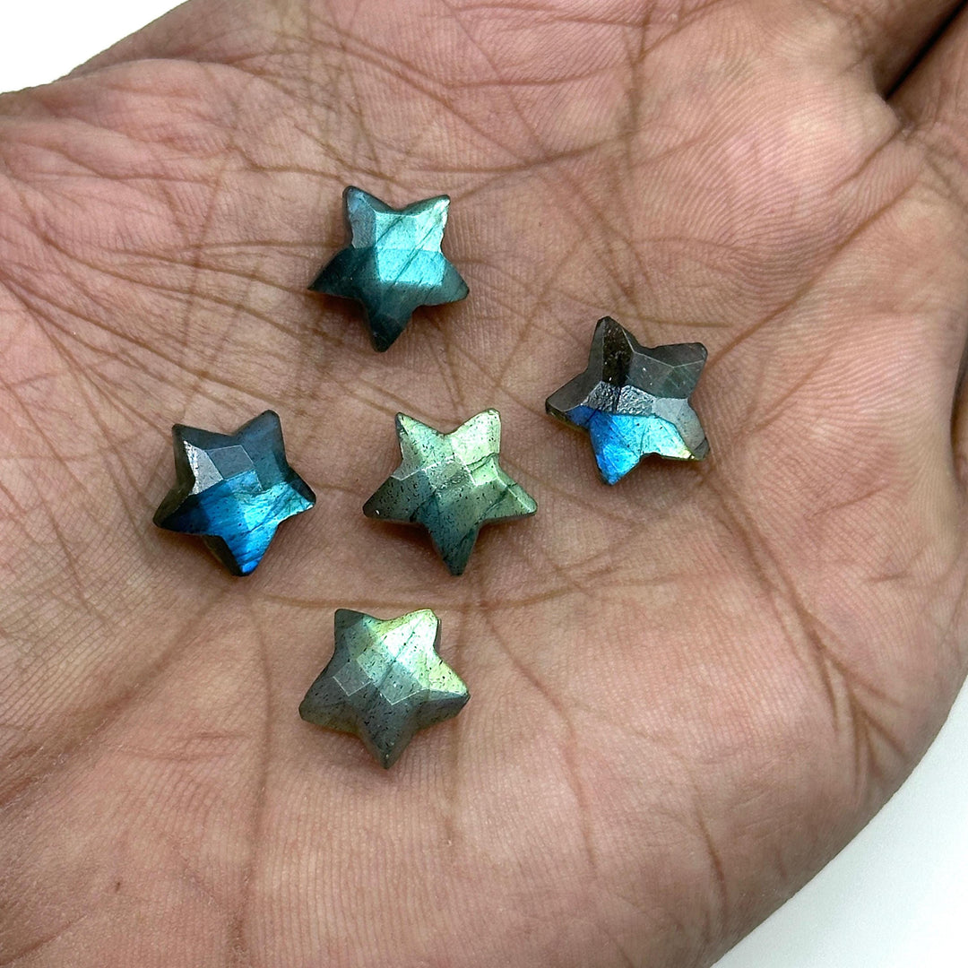 Blue Flashy Labradorite Star Shape Beads, Natural Labradorite Star Shape Briolettes, Faceted Labradorite Star Charms, 12 MM, Loose Gemstones