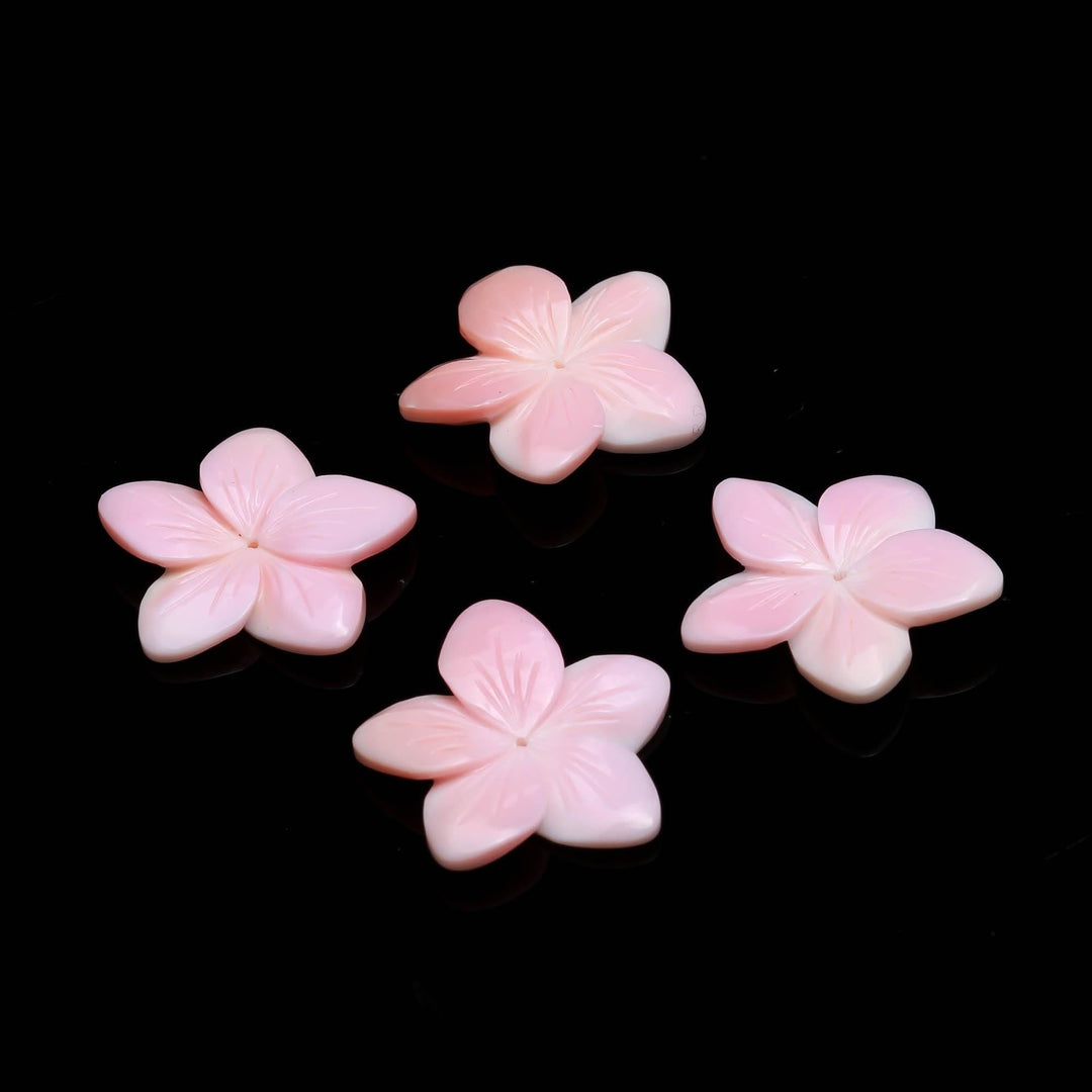 1 Pc Mother of Pearl Flower Shape Carving Beads, AAA Pink Pearl Flower Shape Gemstone, Carved Flowers, 29 MM, Center Drill