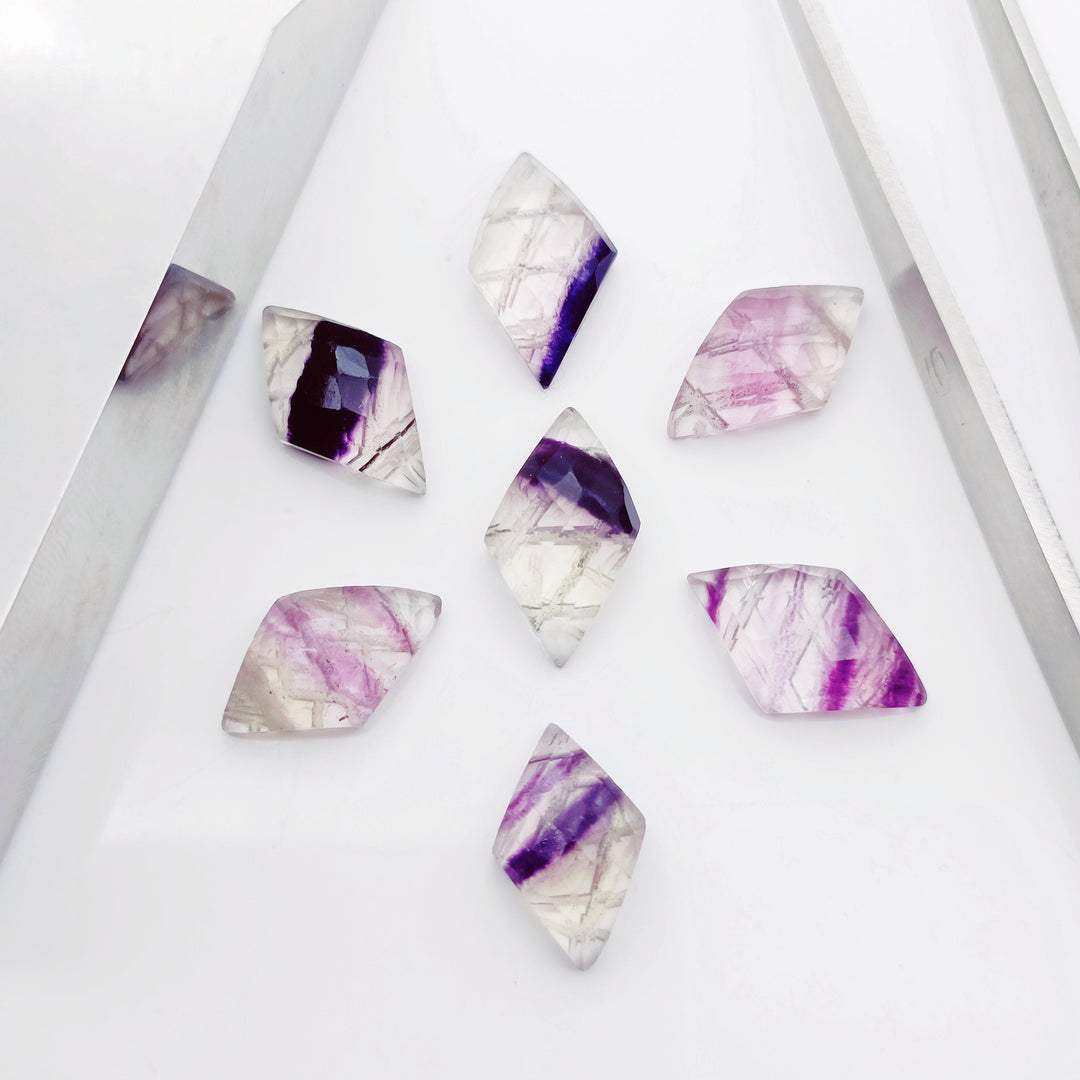 2,3,4,5,6 Pcs Natural fluoride fancy Shape Carving, Hand Carved Gemstone, backside intersection Gemstone, Carved Gemstone, 16X10mm