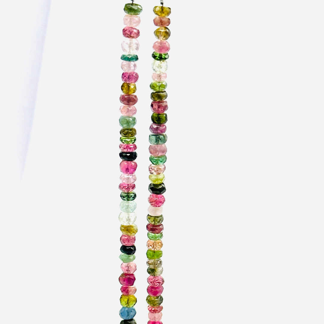 Faceted Watermelon Tourmaline Rondelle Beads: 5-6mm, 4 Inch Strand