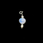 Load image into Gallery viewer, Flashy Rainbow Moonstone and Pearl Charms, AAA Moonstone Heart Silver Charms, Gemstone Beads, Craft Making, 925 Silver Charms Wholesale
