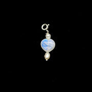 Flashy Rainbow Moonstone and Pearl Charms, AAA Moonstone Heart Silver Charms, Gemstone Beads, Craft Making, 925 Silver Charms Wholesale