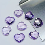 Load image into Gallery viewer, 5,6,7,8,9,10 Pcs 100% Natural Pink Amethyst Heart Shape Faceted Briolettes, hand carved Faceted Gemstone, loose Gemstone For Jewellery 8 mm